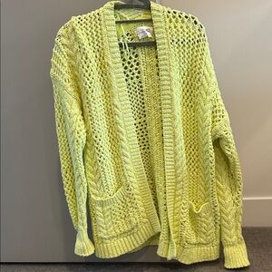 Anthropologie Green Open Knit Cardigan